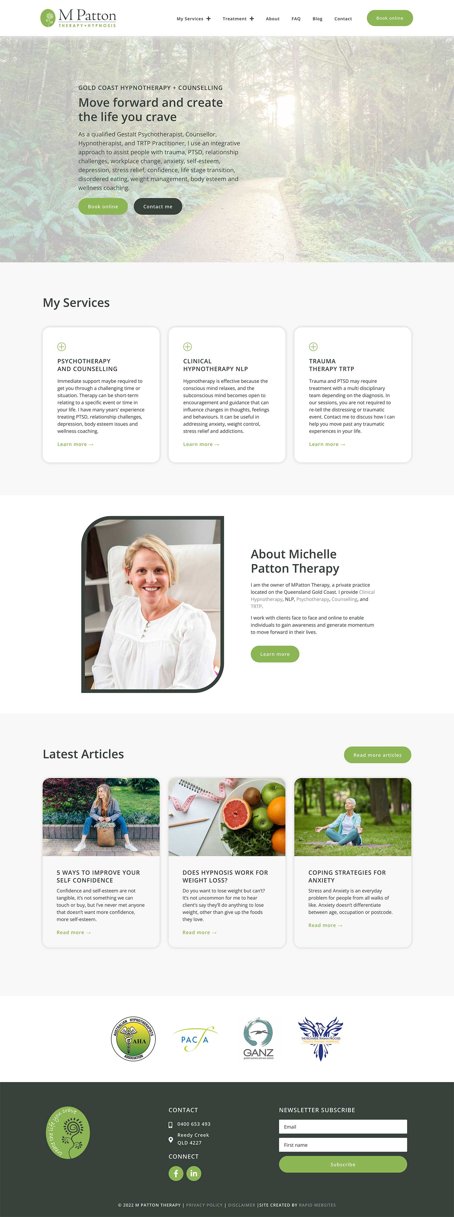 WordPress website, Michelle Patton Therapy
